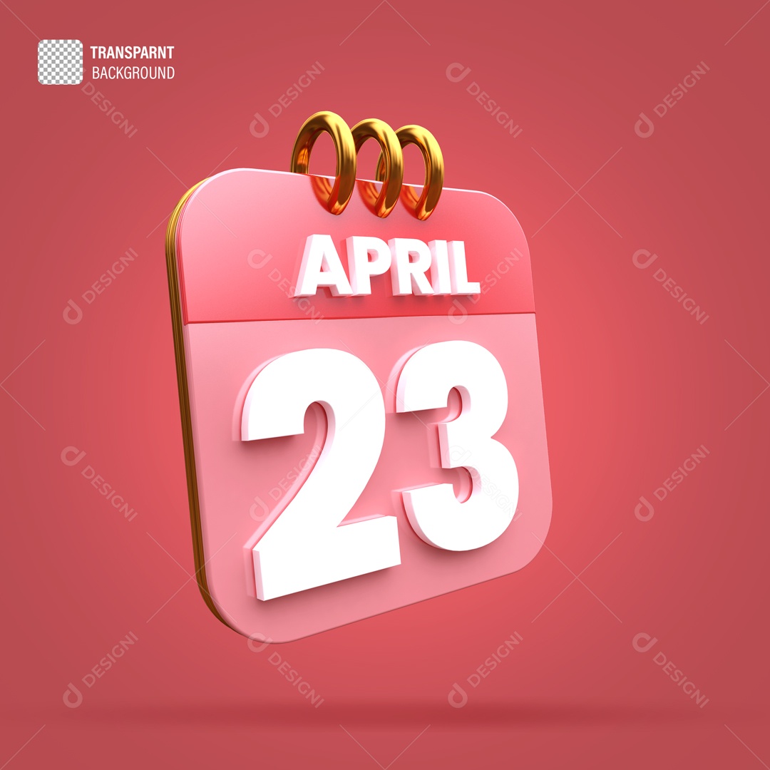 Calendário 23 Elemento 3D para Composição PSD