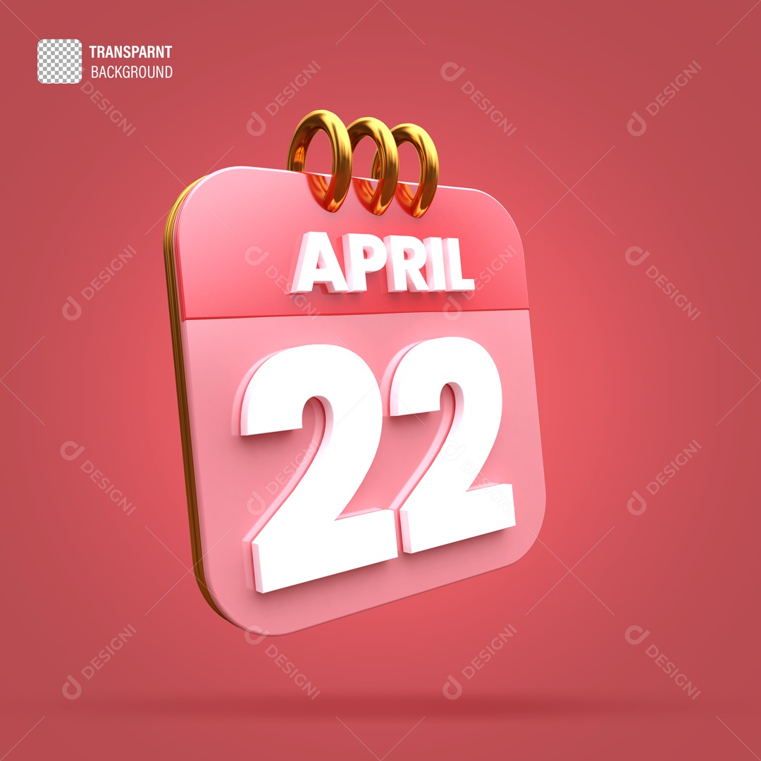 Calendário 22 Elemento 3D para Composição PSD