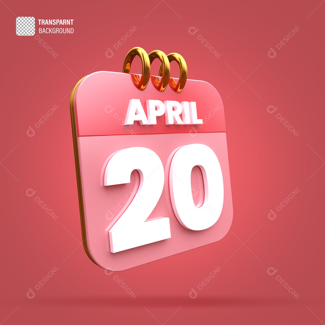 Calendário 20 Elemento 3D para Composição PSD