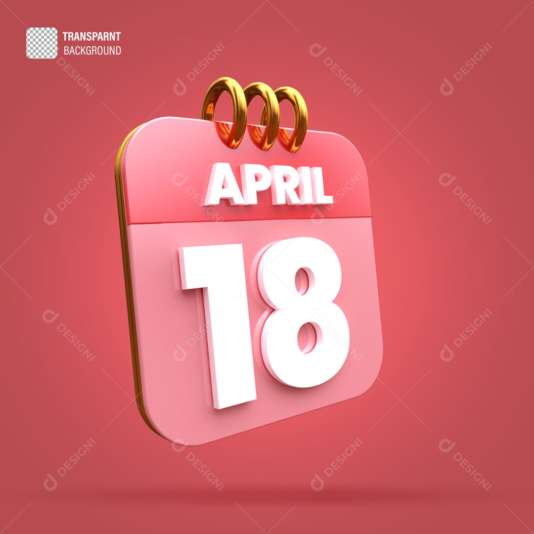 Calendário 18 Elemento 3D para Composição PSD