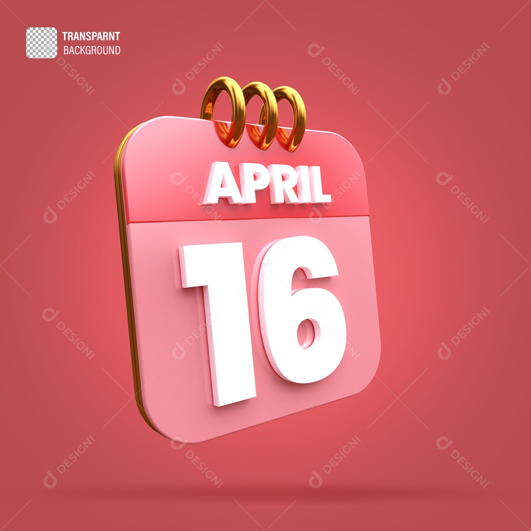 Calendário 16 Elemento 3D para Composição PSD
