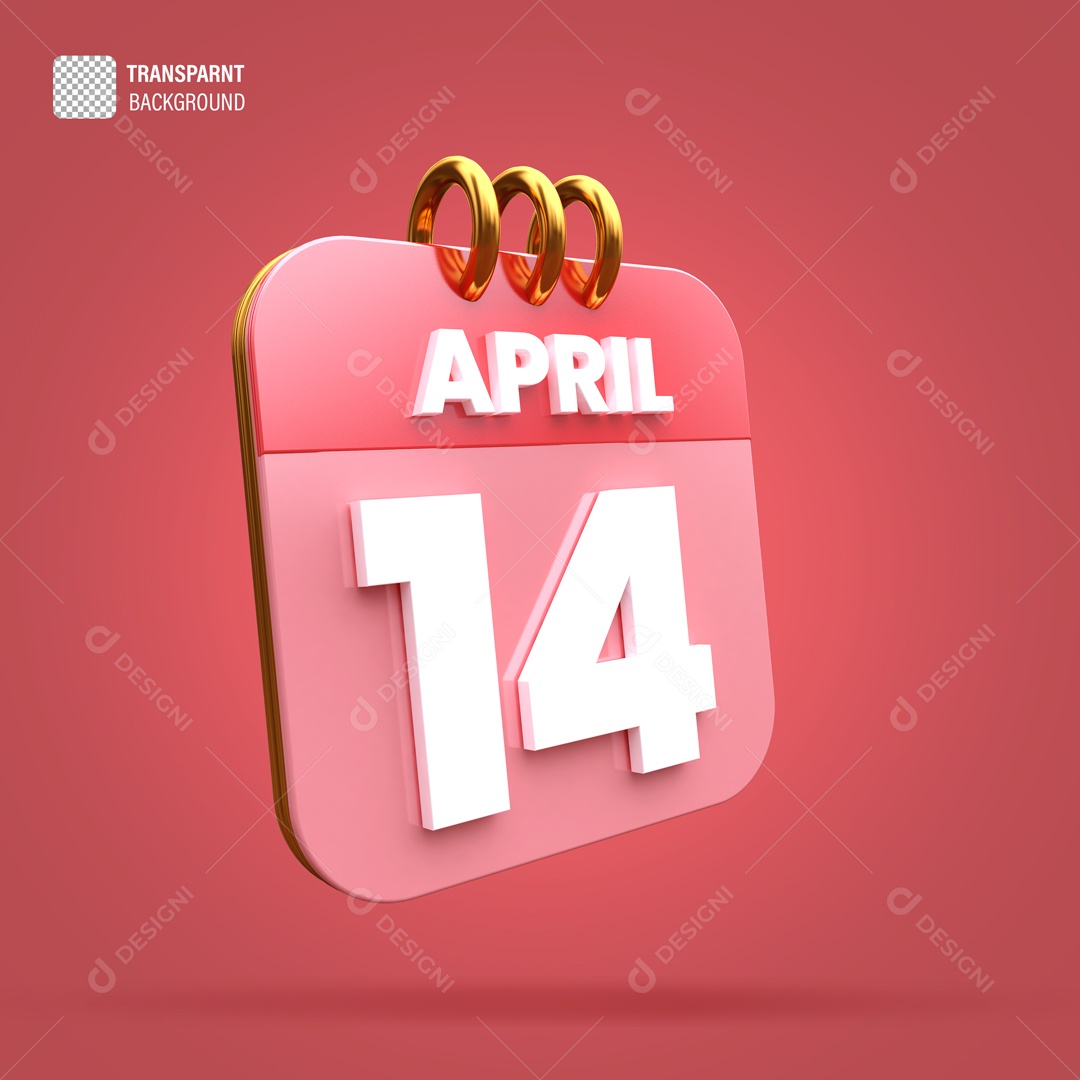 Calendário 14 Elemento 3D para Composição PSD