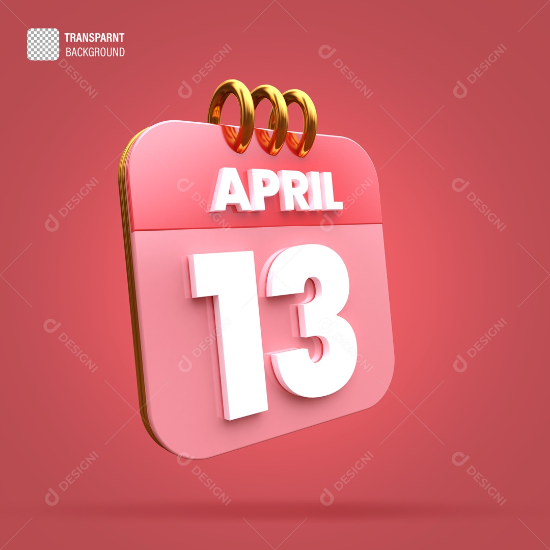 Calendário 13 Elemento 3D para Composição PSD