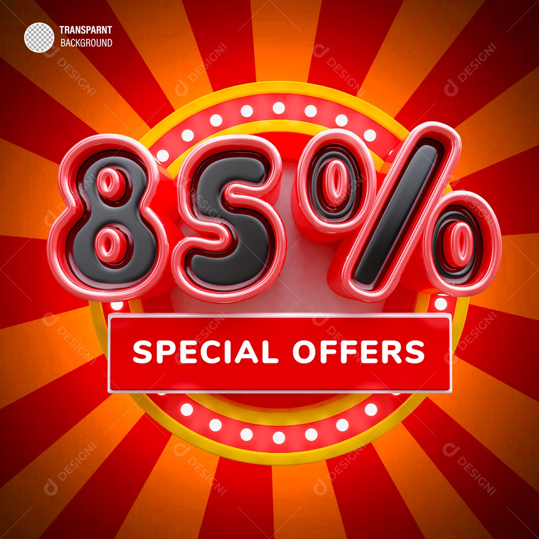 Desconto de 85% Elemento 3D Preto e Vermelho para Composição PSD
