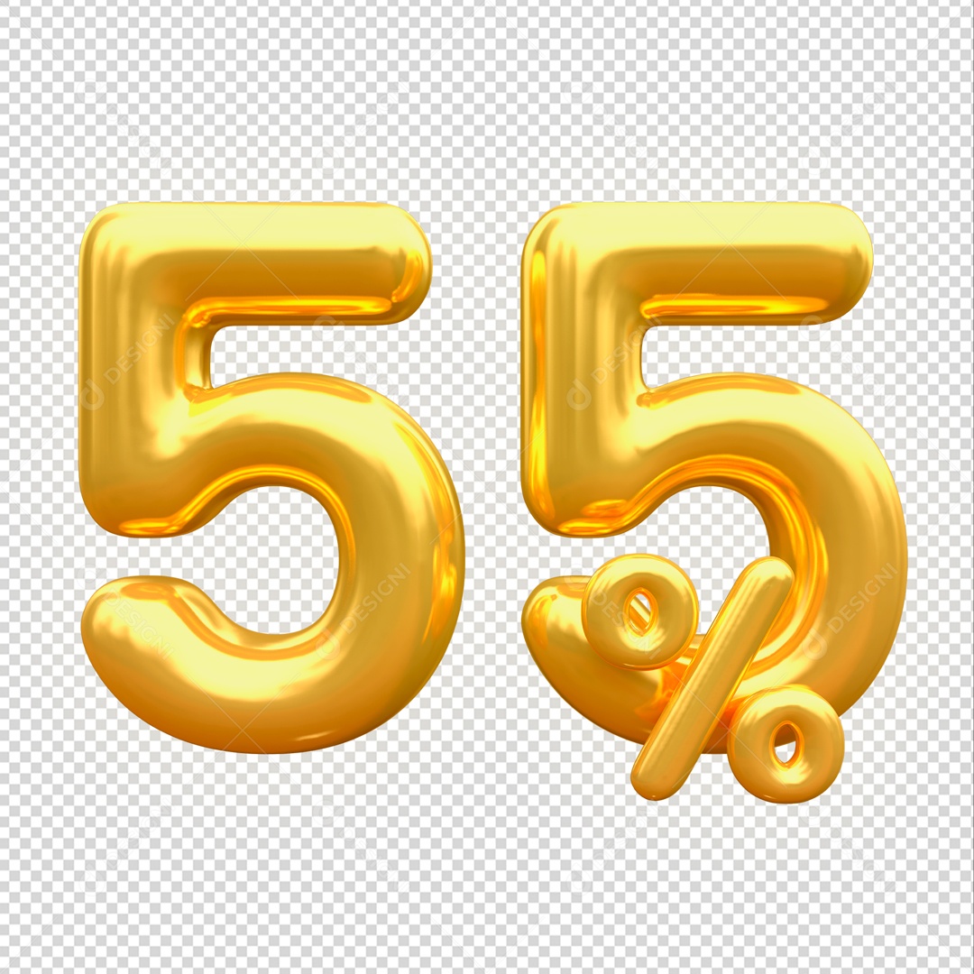 Desconto de 55% Elemento 3D Dourado para Composição PSD