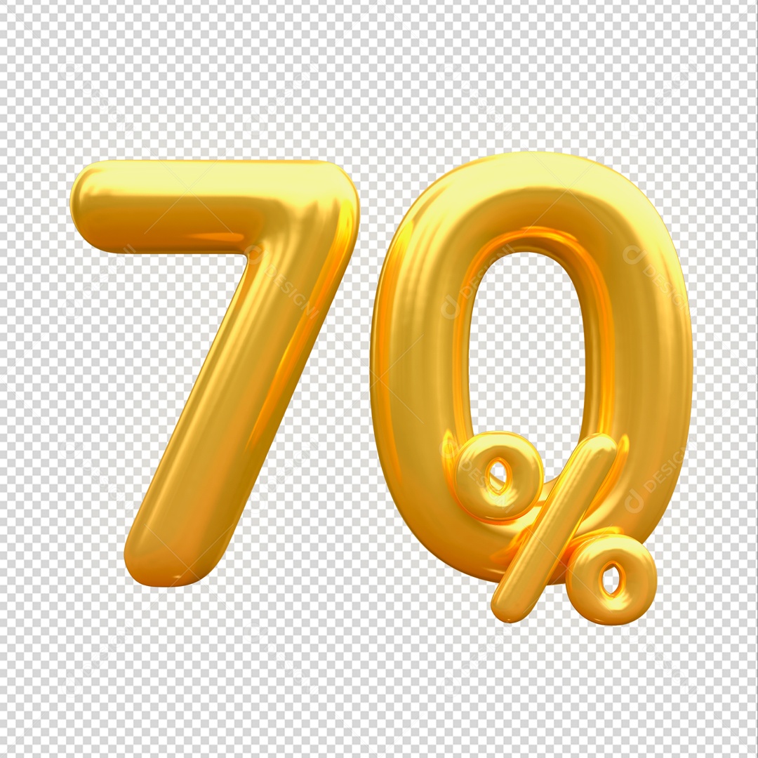 Desconto de 70% Elemento 3D Dourado para Composição PSD