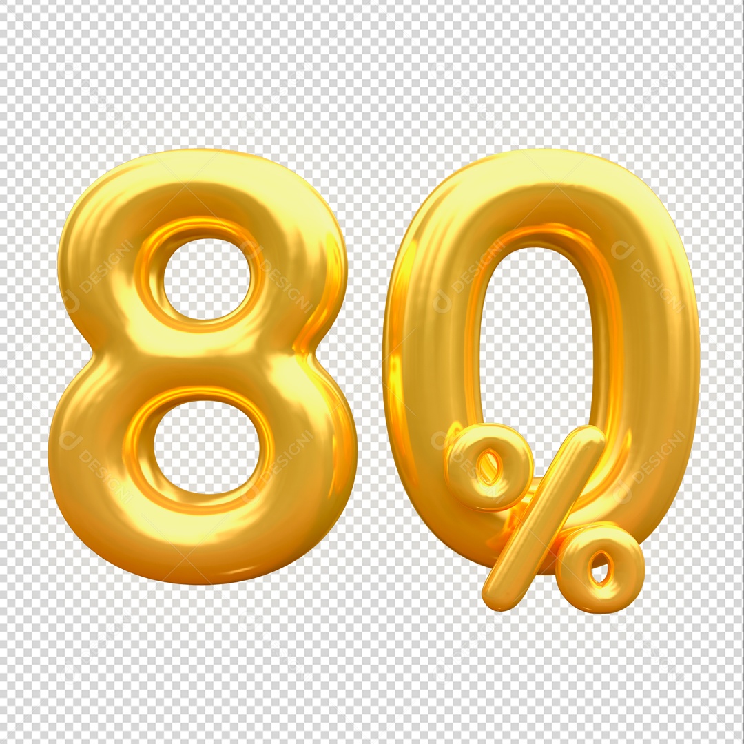 Desconto de 80% Elemento 3D Dourado para Composição PSD