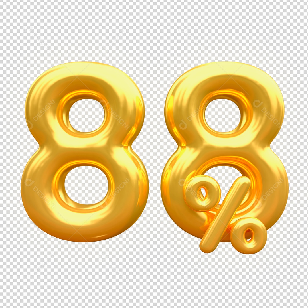 Desconto de 88% Elemento 3D Dourado para Composição PSD