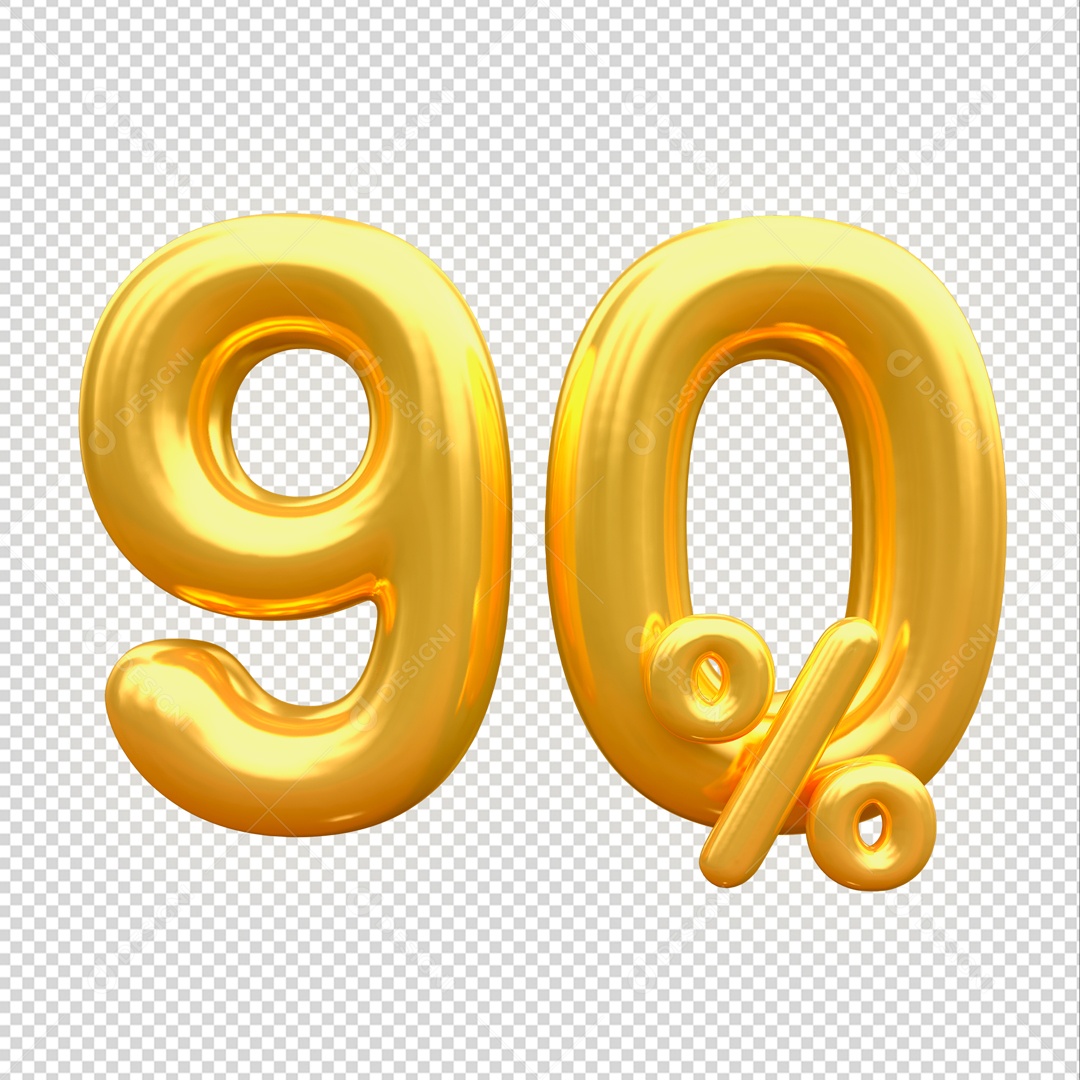 Desconto de 90% Elemento 3D Dourado para Composição PSD