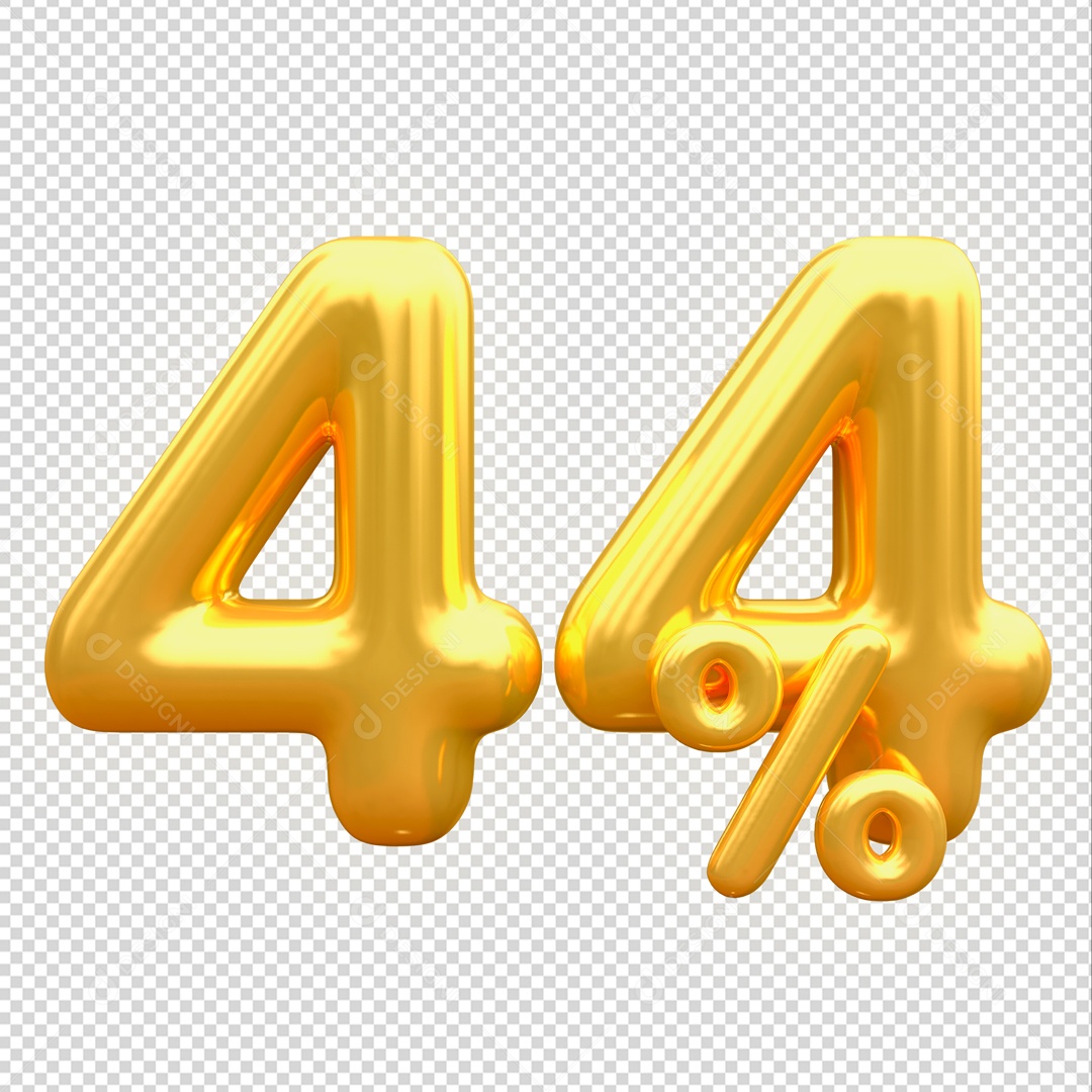 Desconto de 44% Elemento 3D Dourado para Composição PSD