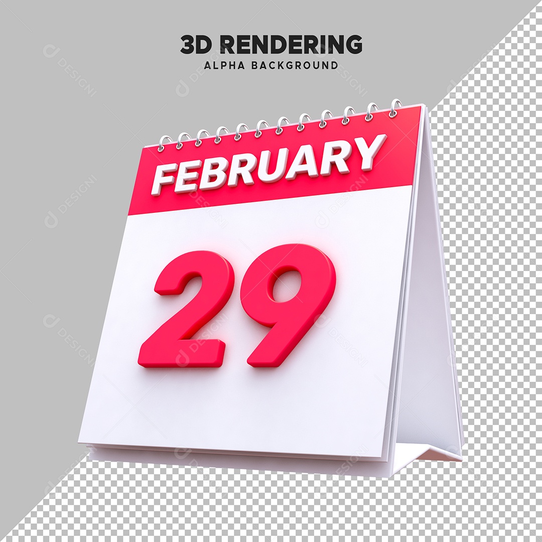 Calendário Dia 29 Elemento 3D para Composição PSD