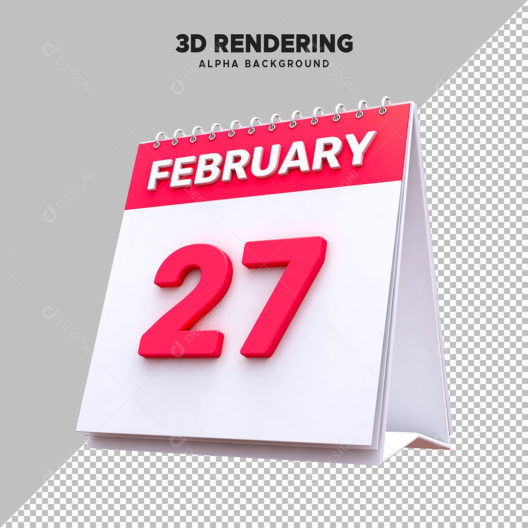 Calendário Dia 27 Elemento 3D para Composição PSD