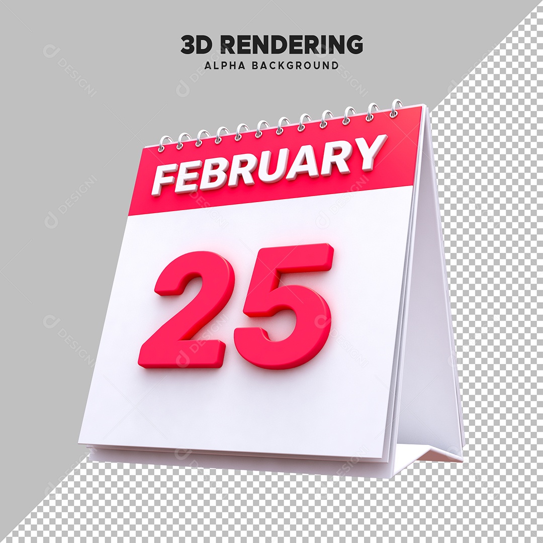Calendário Dia 25 Elemento 3D para Composição PSD