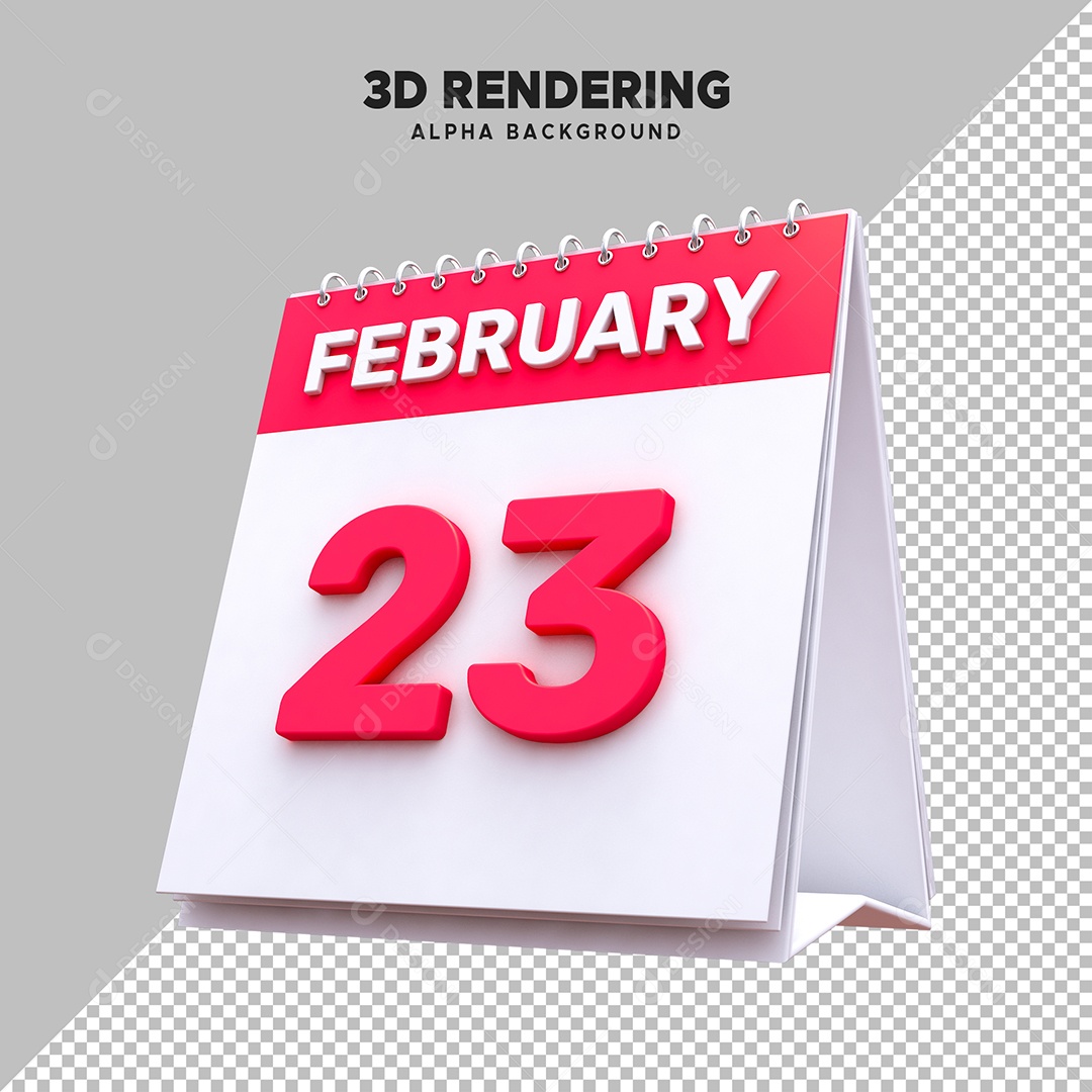 Calendário Dia 23 Elemento 3D para Composição PSD