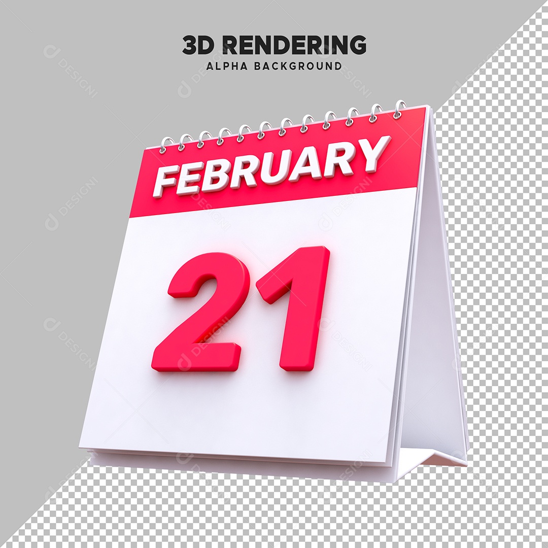 Calendário Dia 21 Elemento 3D para Composição PSD