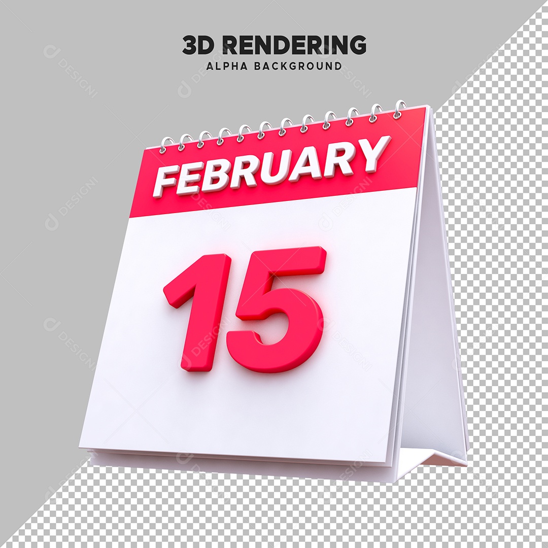 Calendário Dia 15 Elemento 3D para Composição PSD