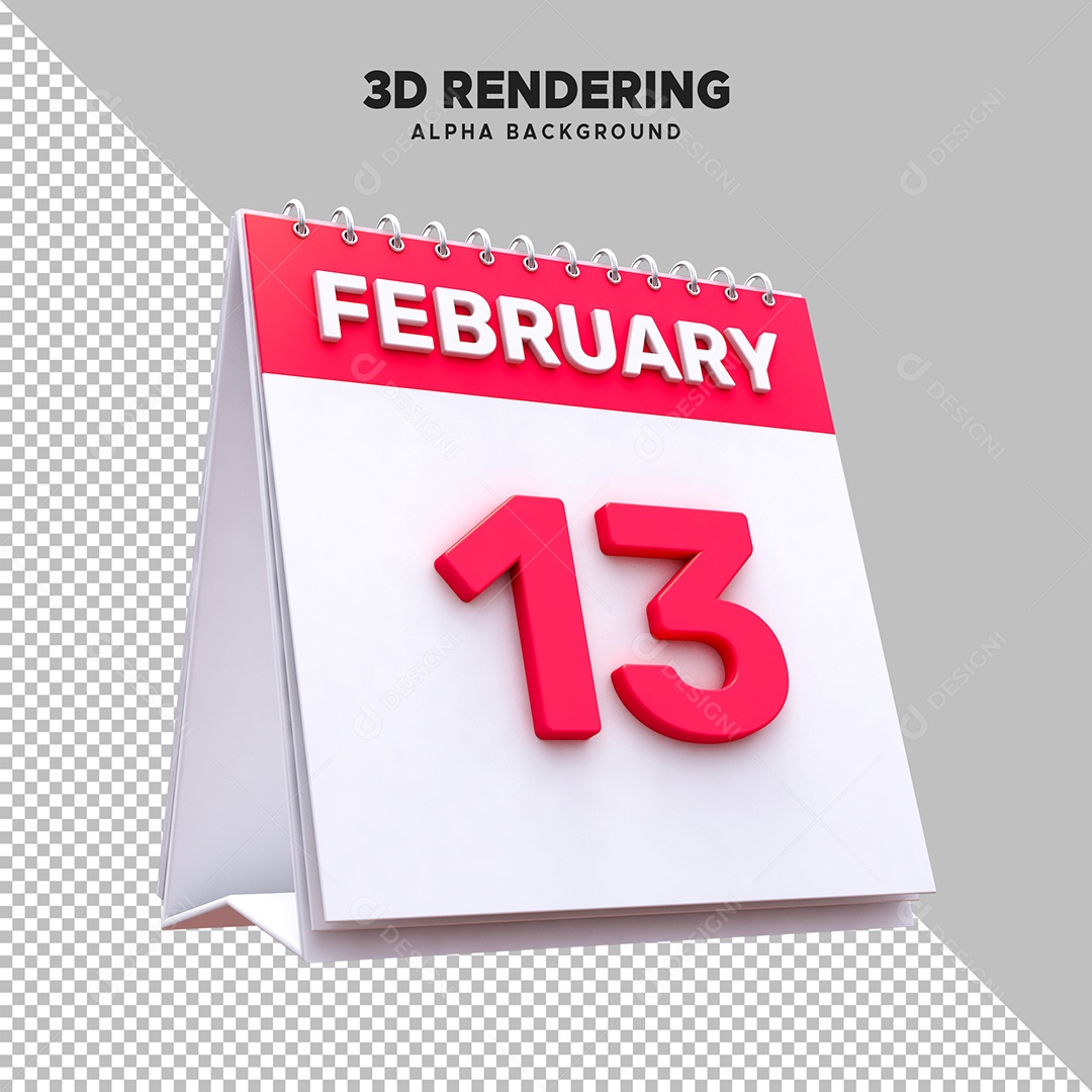 Calendário Dia 13 Elemento 3D para Composição PSD
