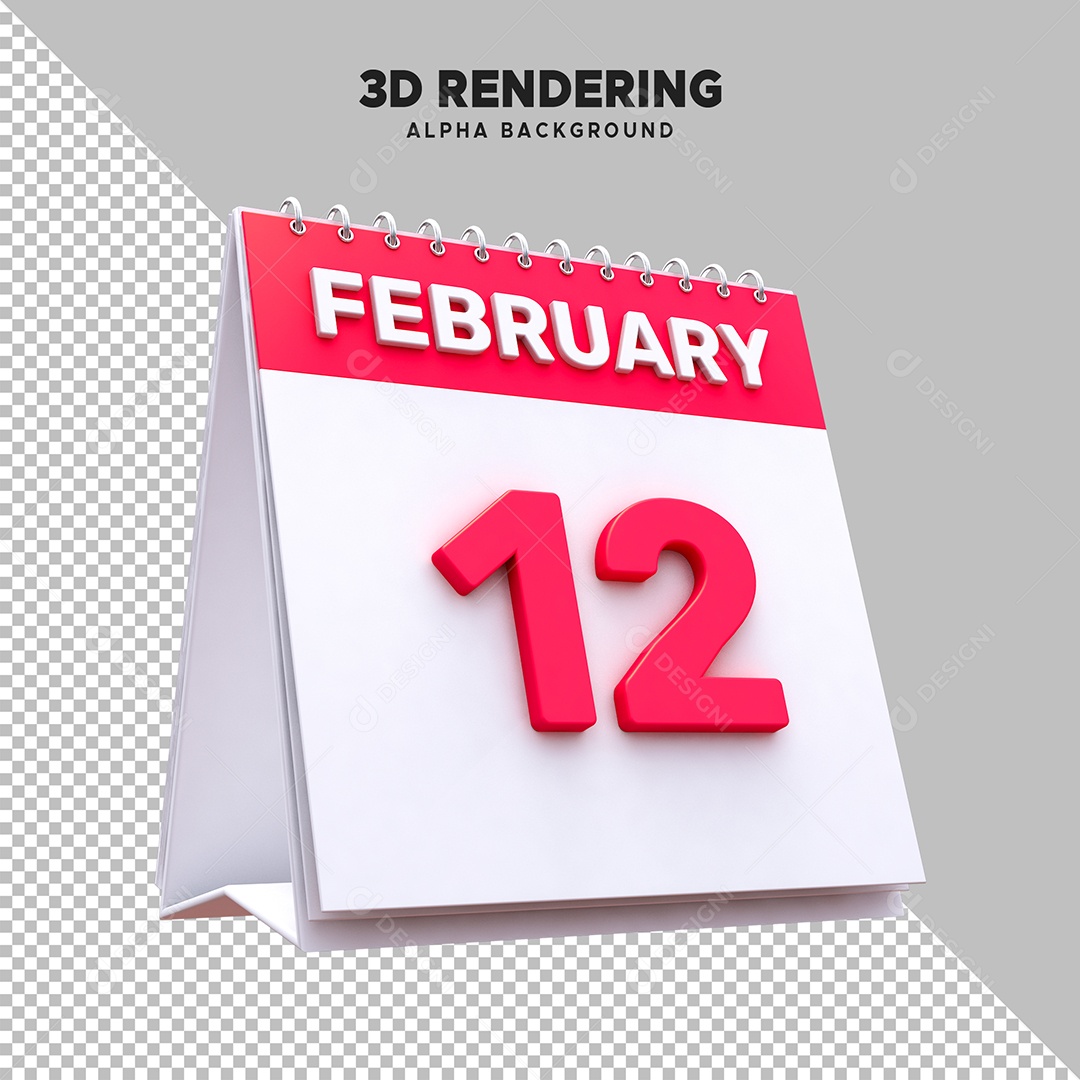 Calendário Dia 12 Elemento 3D para Composição PSD