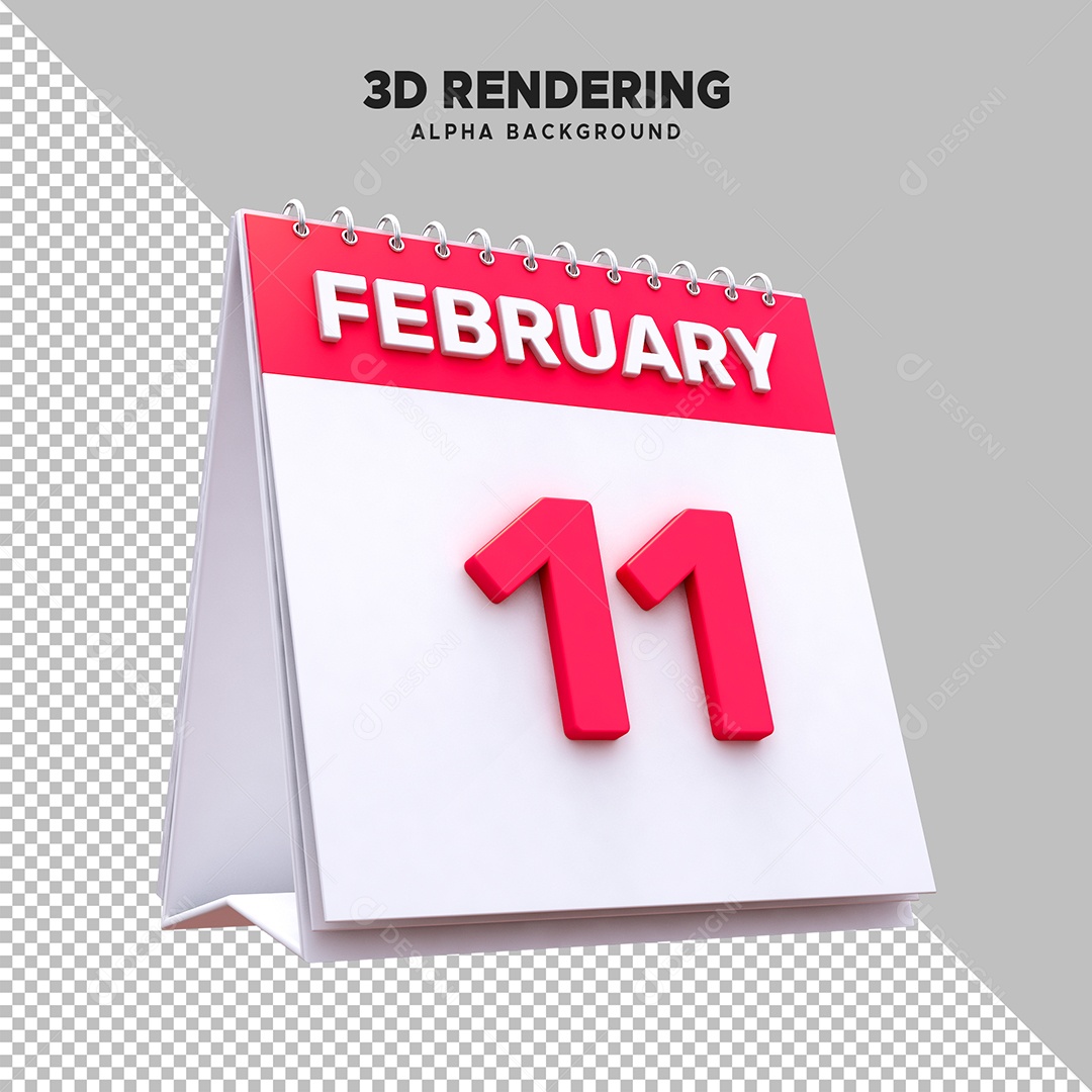 Calendário Dia 11 Elemento 3D para Composição PSD