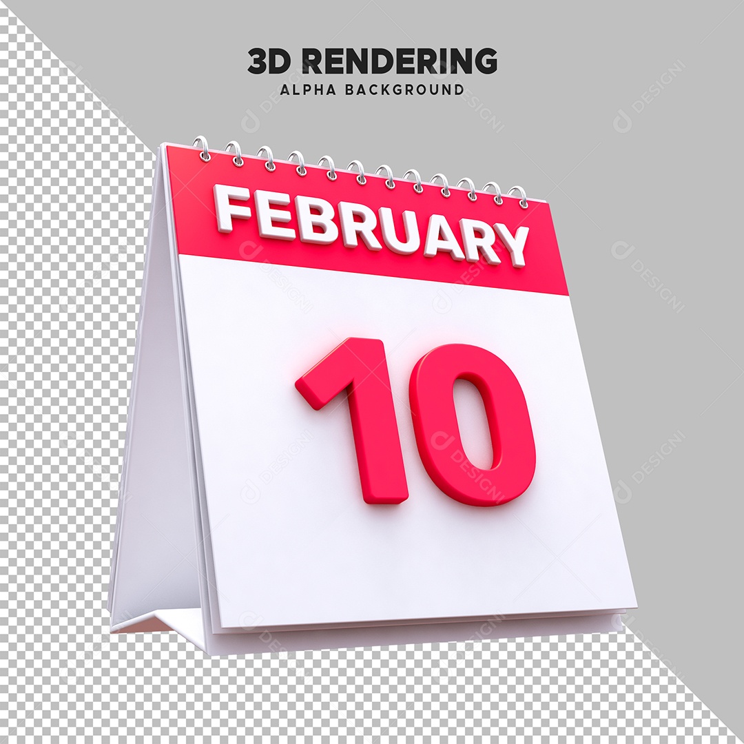 Calendário Dia 10 Elemento 3D para Composição PSD