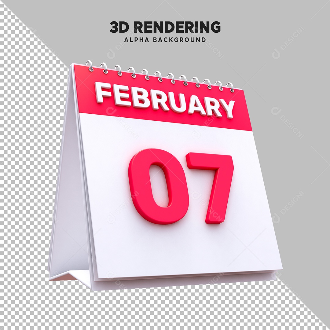 Calendário Dia 07 Elemento 3D para Composição PSD