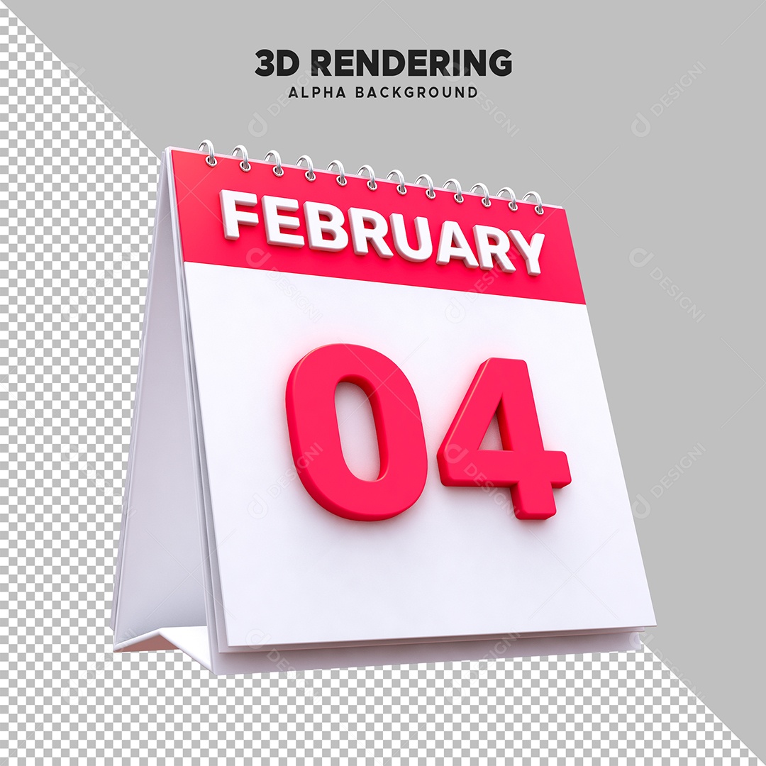 Calendário Dia 04 Elemento 3D para Composição PSD