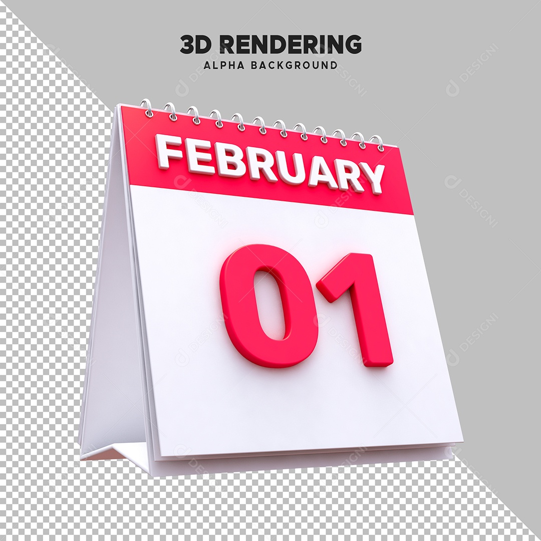 Calendário Dia 01 Elemento 3D para Composição PSD