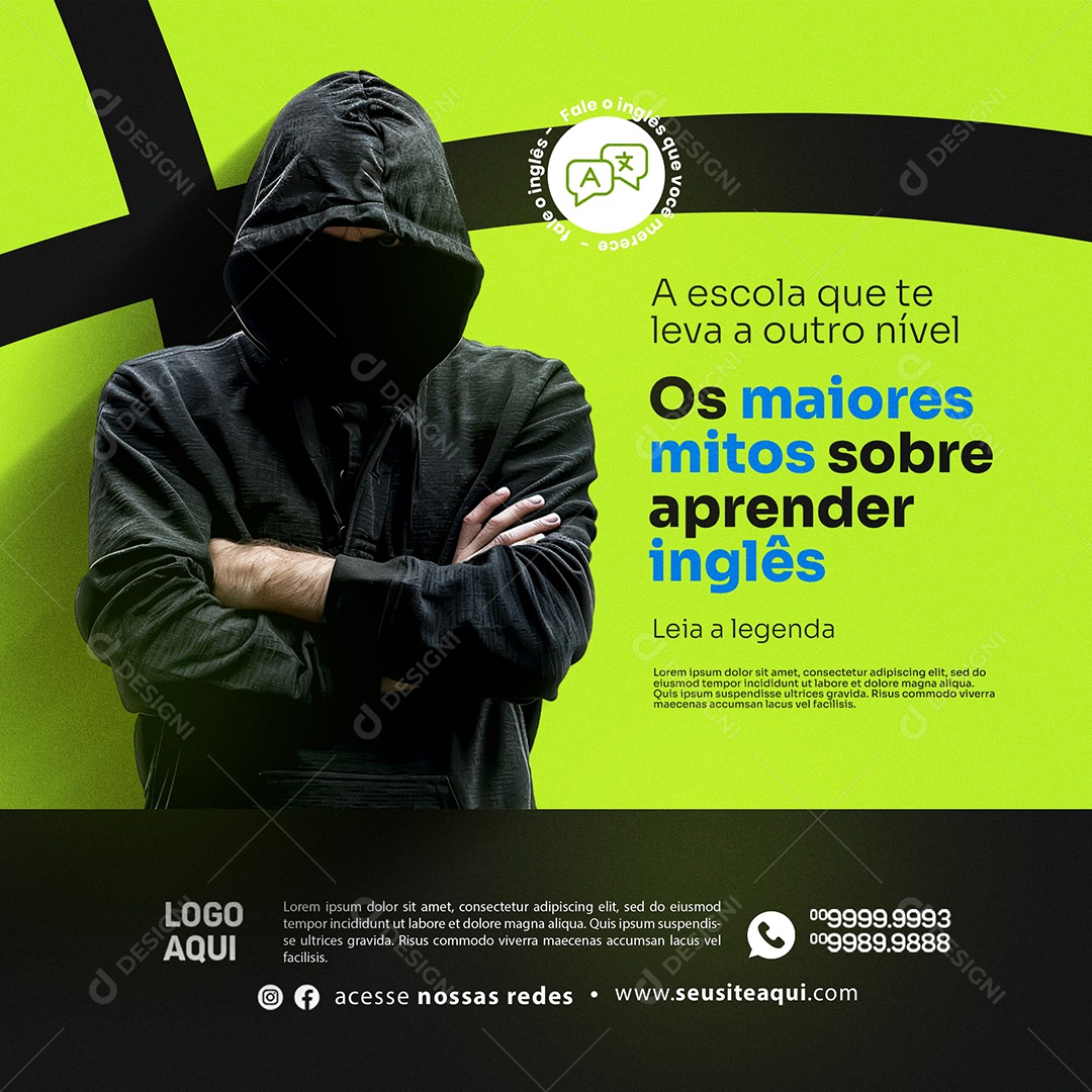 Escola de Inglês Social Media PSD Editável