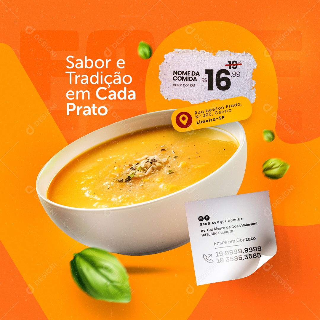 Restaurante Sopa Sabor e Tradição em Cada Prato Social Media PSD Editável