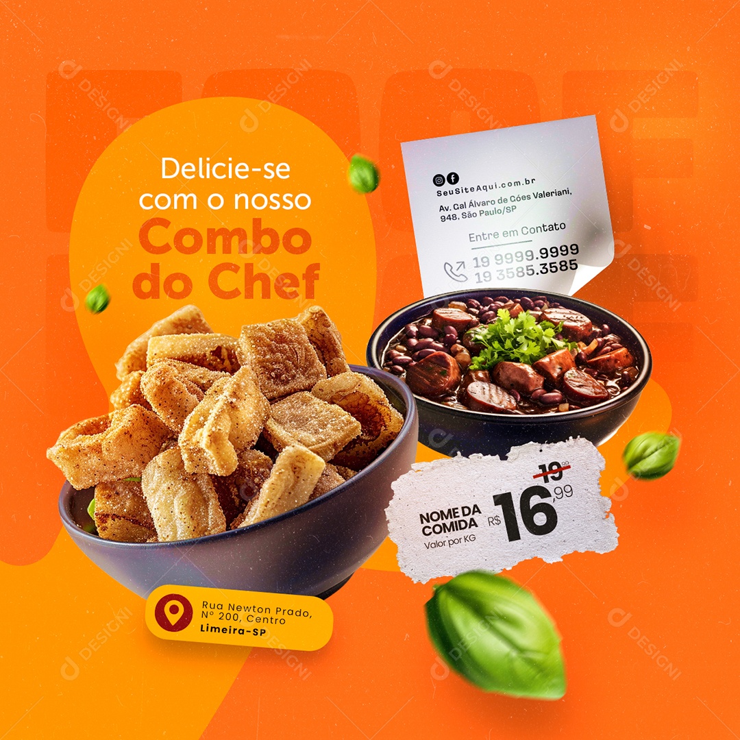 Restaurante Delicie-Se com o Nosso Combo de Chef Social Media PSD Editável