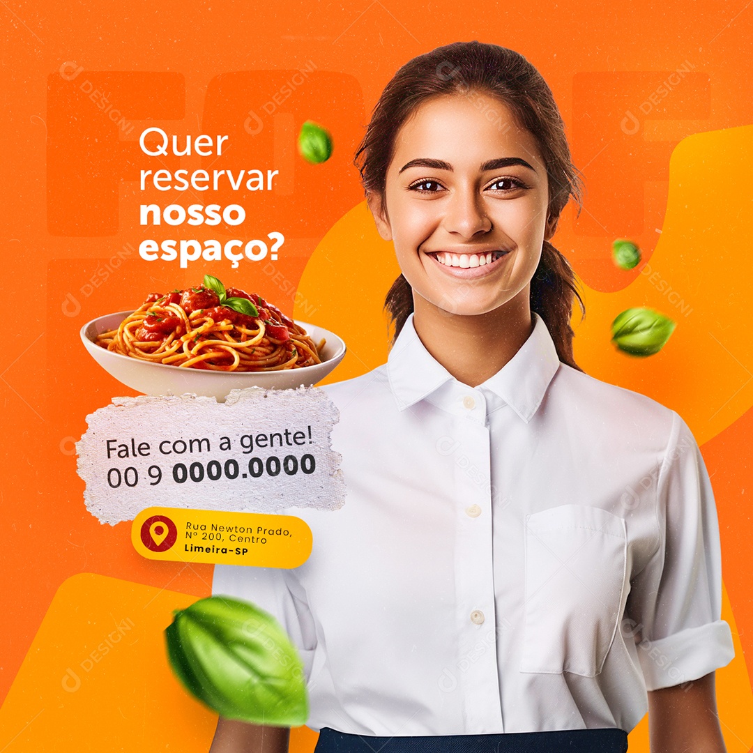 Restaurante Macarrão Espaguete Italiano Social Media PSD Editável