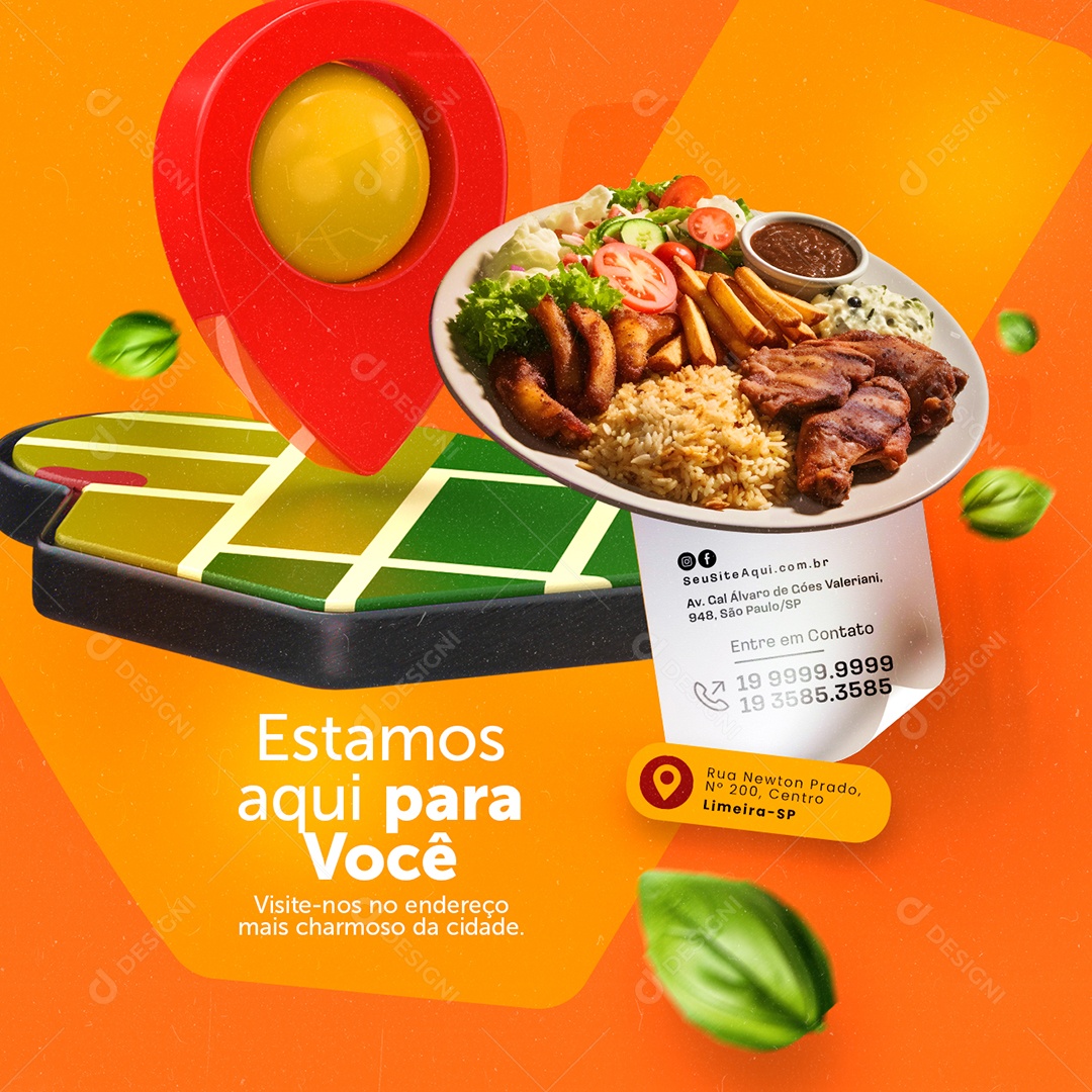 Restaurante Estamo Aqui para Você Social Media PSD Editável