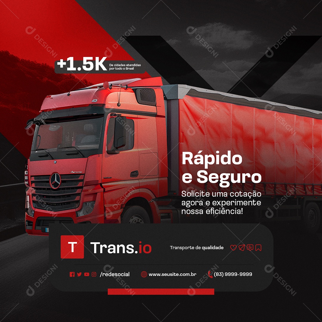 Transportadora Rápido e Seguro Social Media PSD Editável