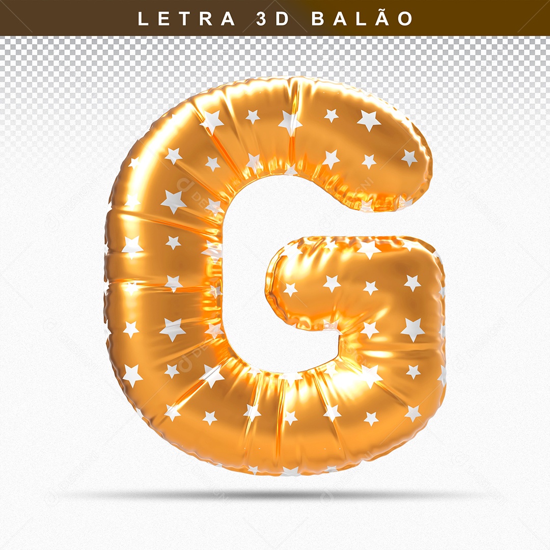 Letra 3D G Balão Dourado Para Composição PSD