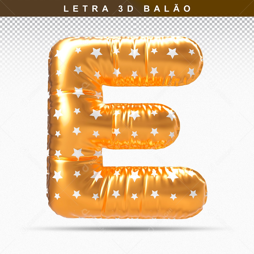 Letra 3D E Balão Dourado Para Composição PSD