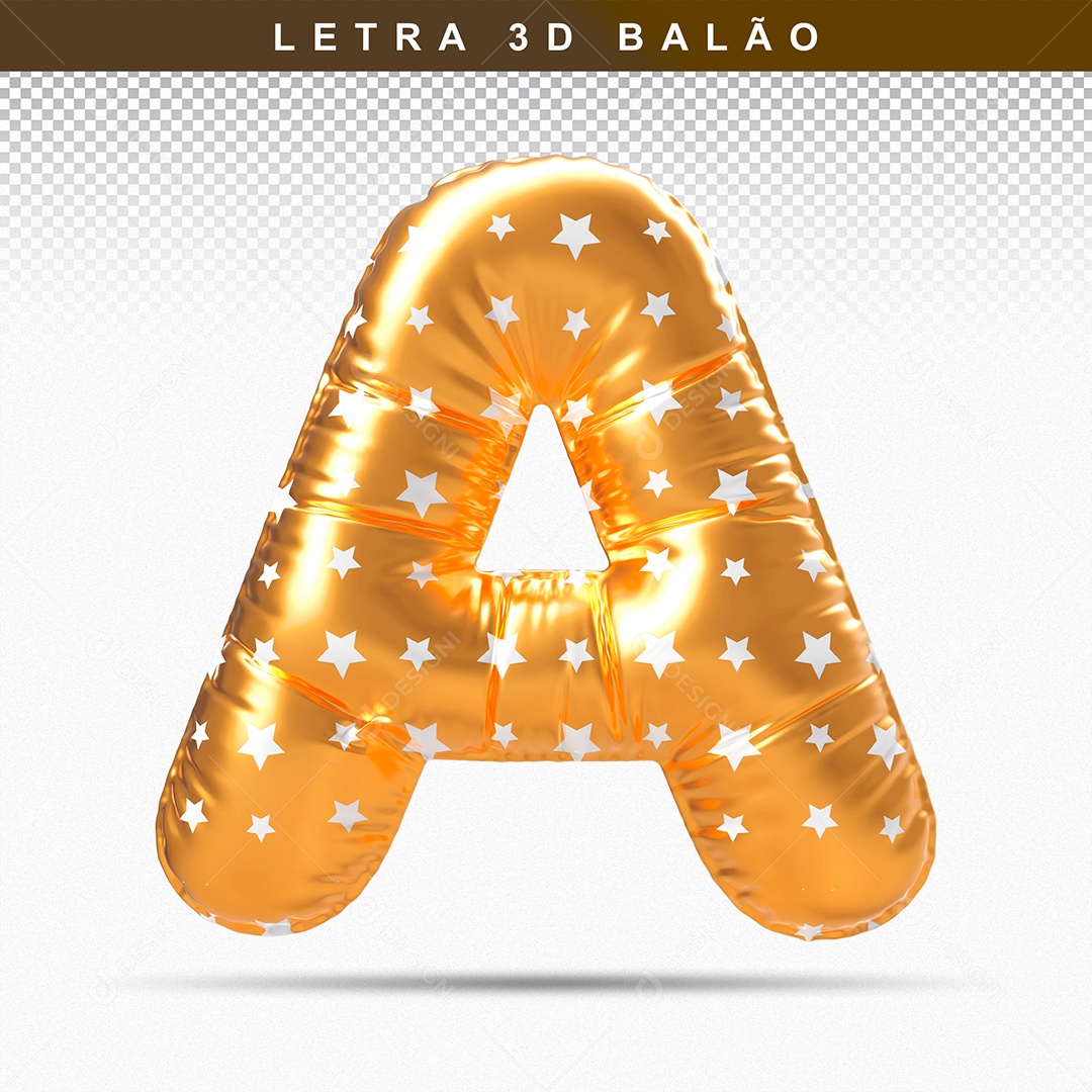 Letra 3D A Balão Dourado Para Composição PSD