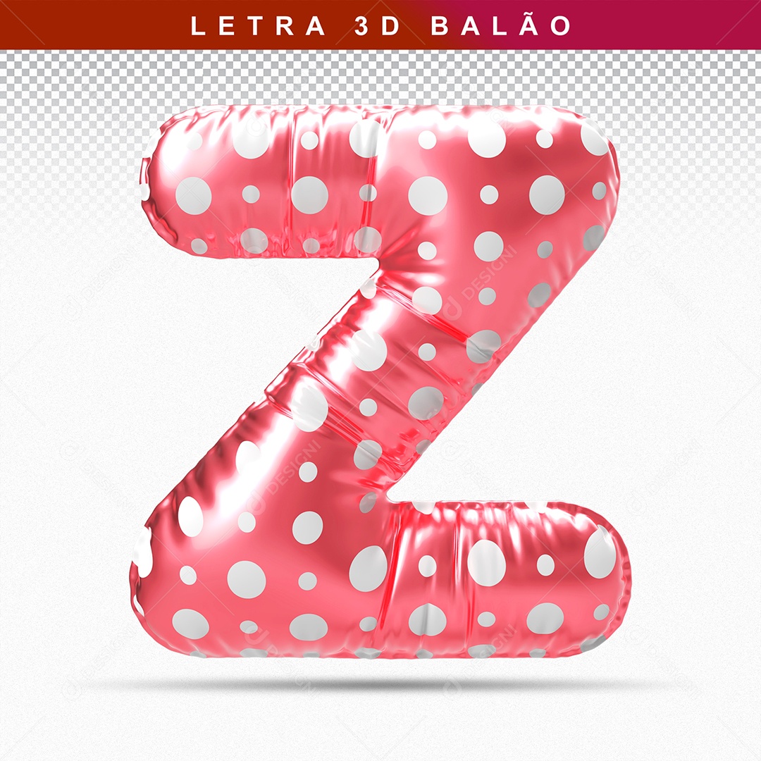 Letra 3D Z Balão Rosa Para Composição PSD