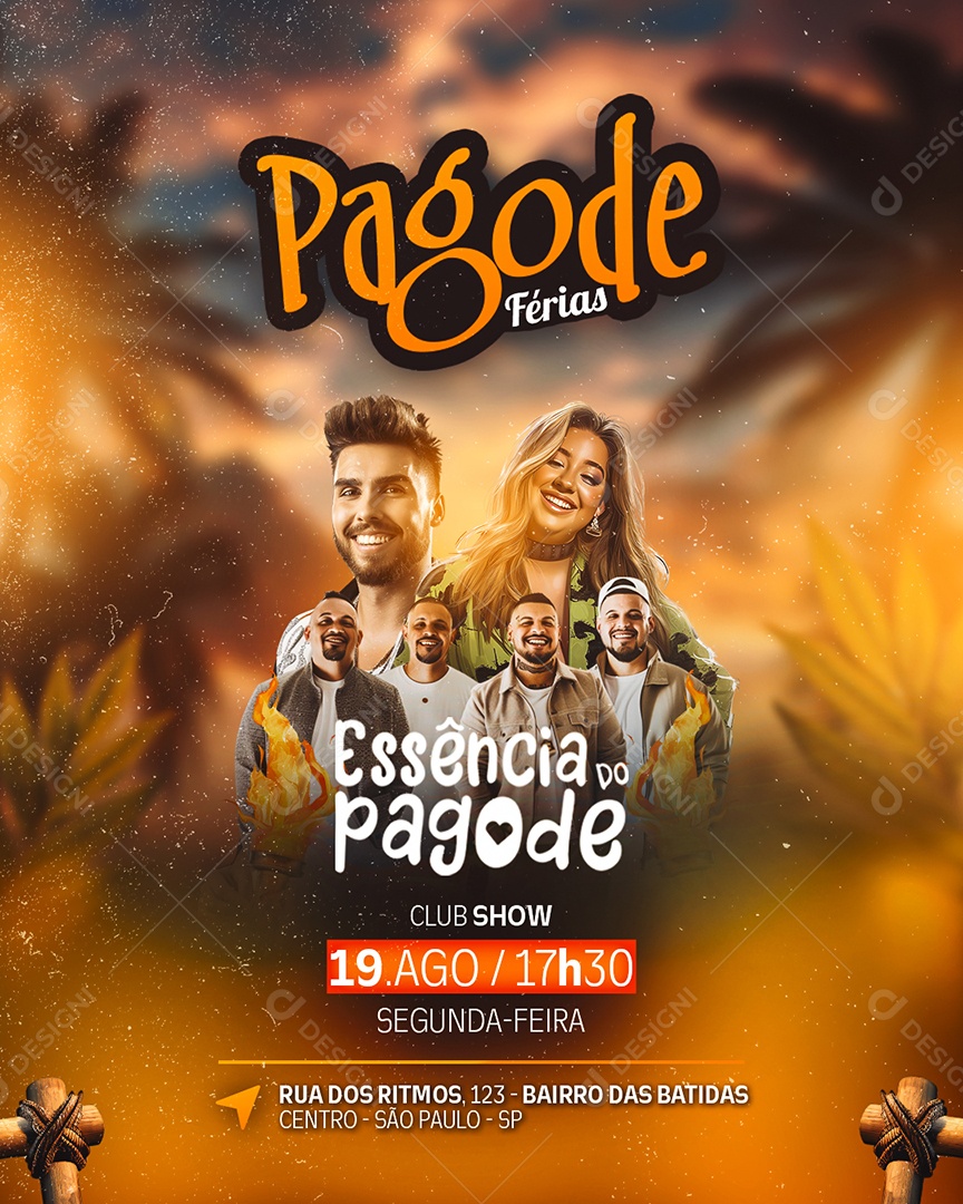 Flyer Pagode Férias Social Media PSD Editável
