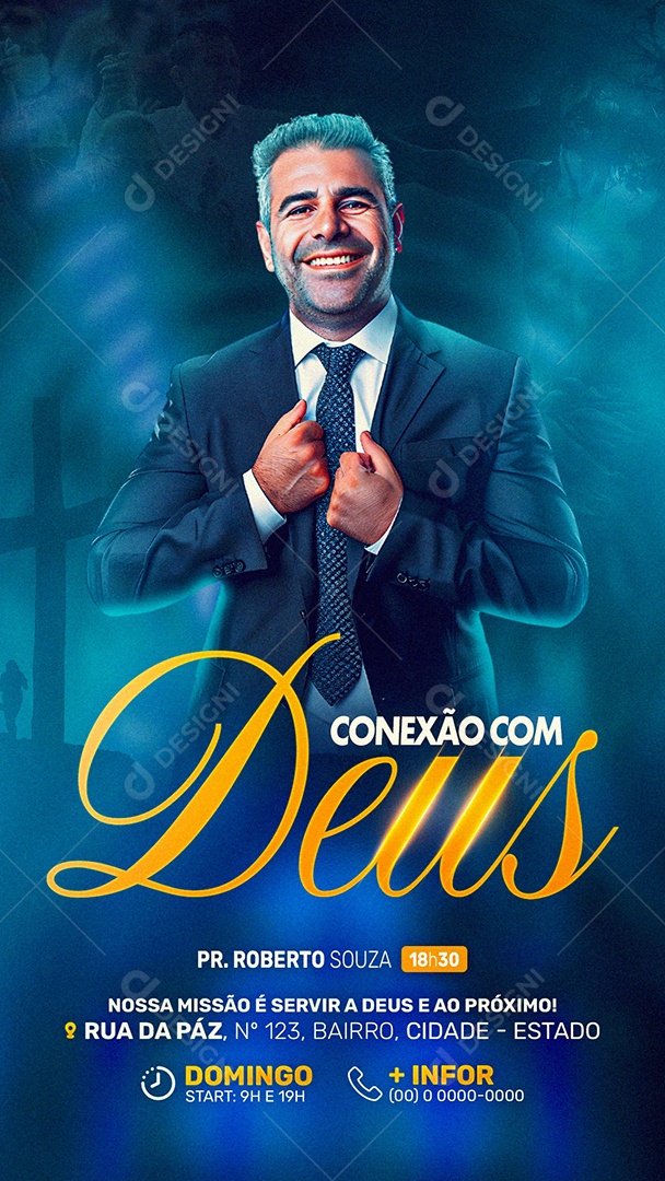Story Flyer Gospel Conexão com Deus Social Media PSD Editável