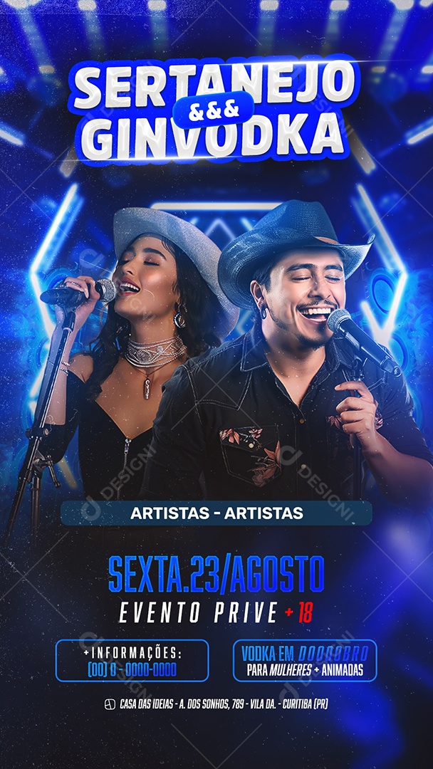 Story Flyer Sertanejo e Gin Vodka Social Media PSD Editável