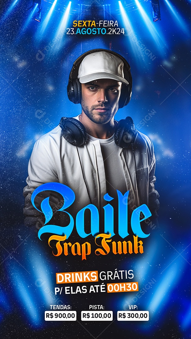Story Flyer Baile Trap Funk Social Media PSD Editável