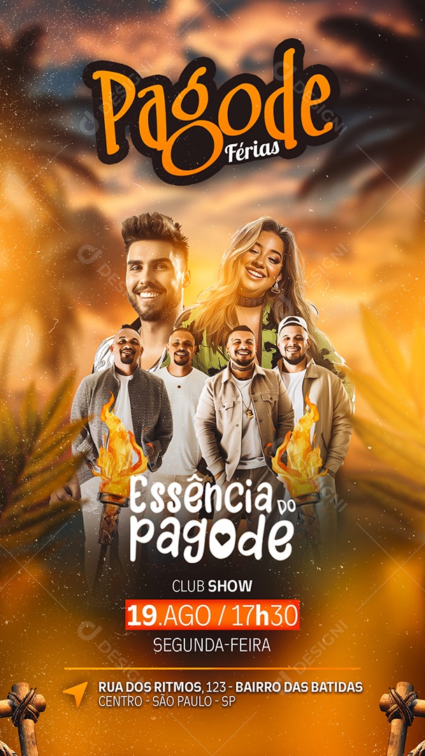 Story Flyer Pagode Férias Social Media PSD Editável