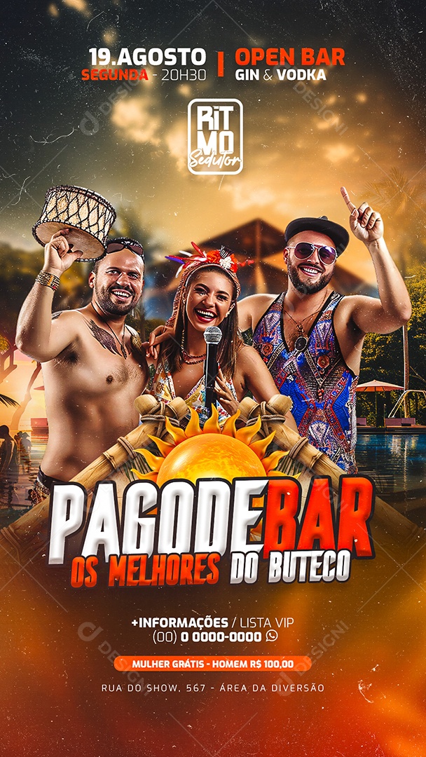 Story Flyer Pagode Bar Os Melhores do Buteco Social Media PSD Editável