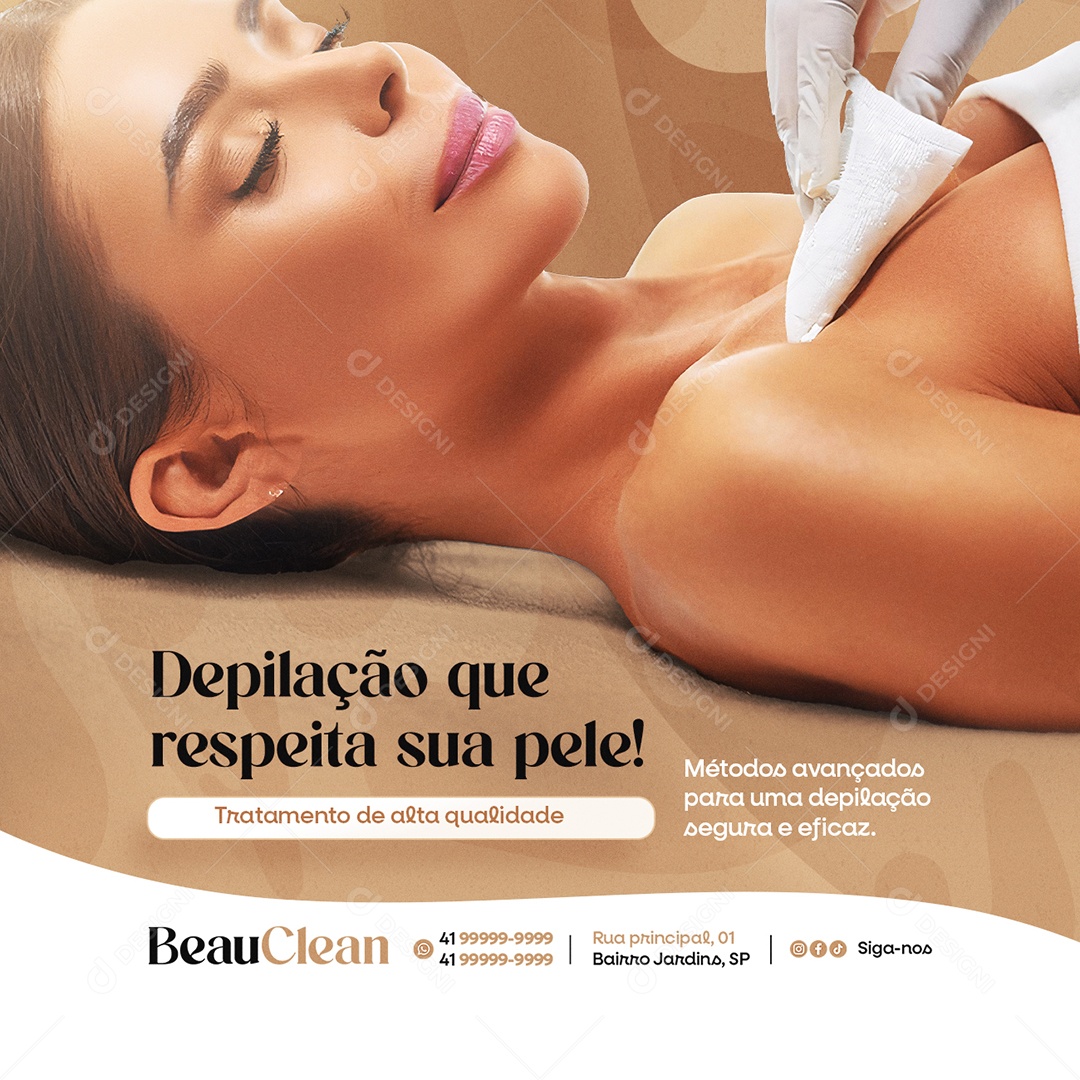 Estética Depilação que Respeita sua Pele Social Media PSD Editável