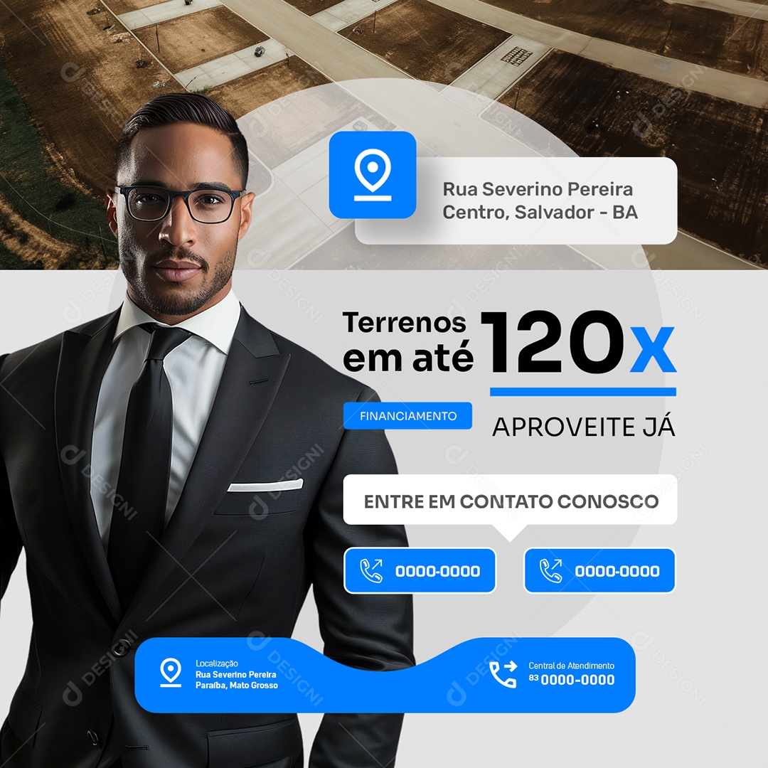 Terrenos Entre em Contato Conosco Social Media PSD Editável