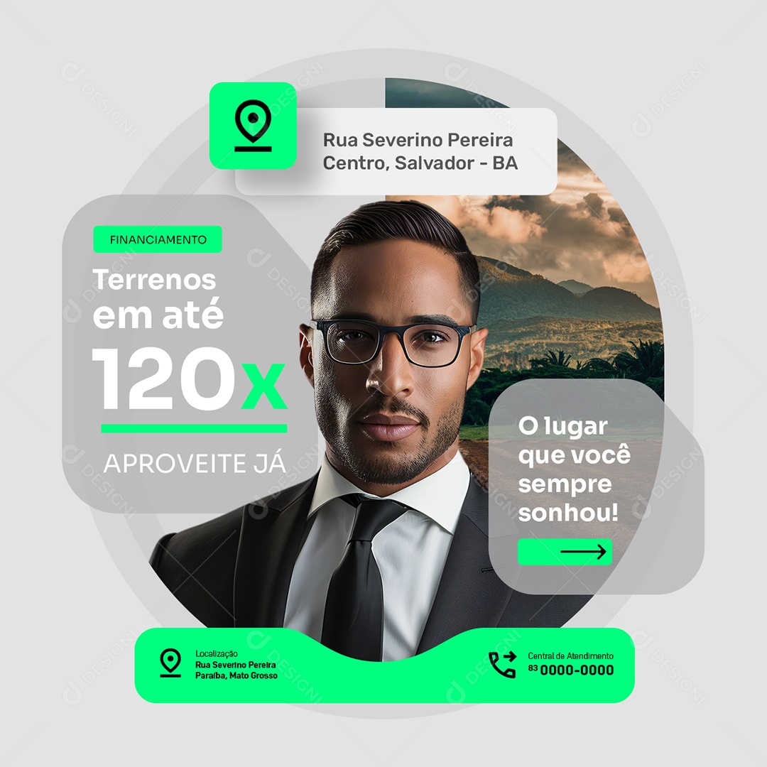 Terrenos Financiamento O Lugar Que Você Sempre Sonhou Social Media PSD Editável