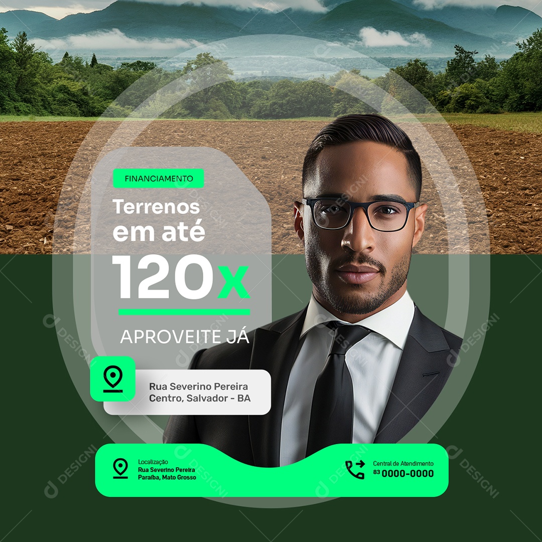Finacimaneto Terrenos Aproveite Já Social Media PSD Editável