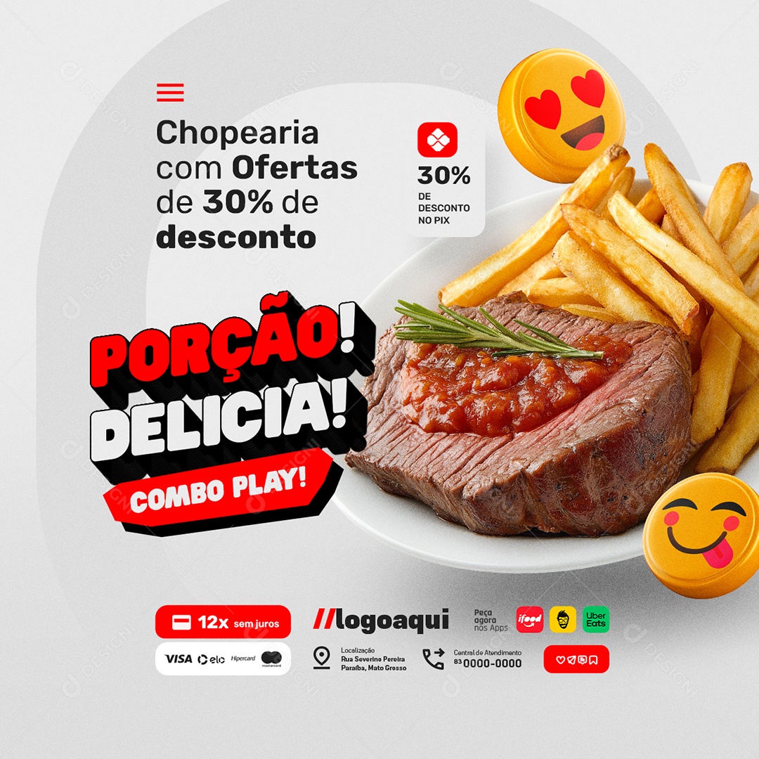 Sexta da Breja Chopearia Carne Batata Frita Social Media PSD Editável