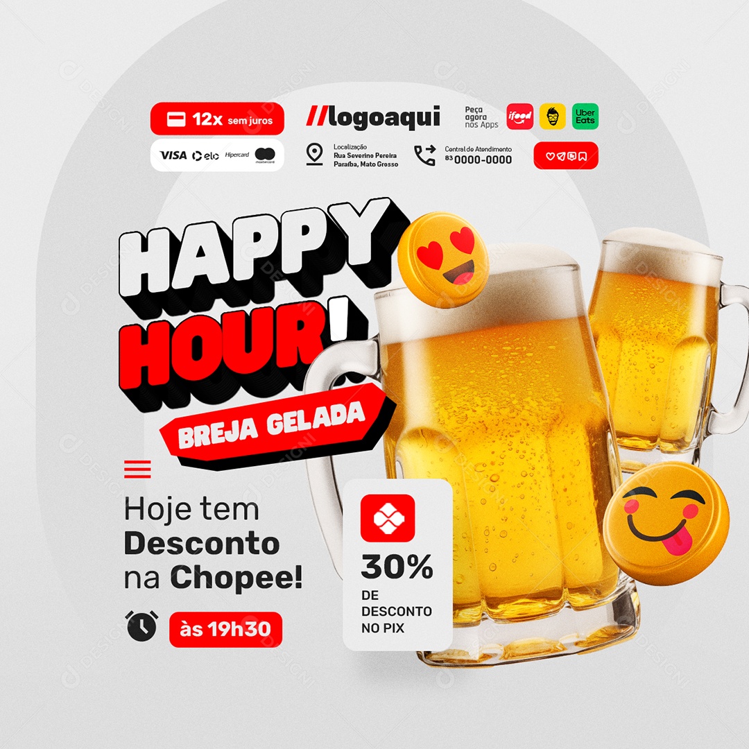 Sexta da Breja Chopearia Happy Hour Social Media PSD Editável