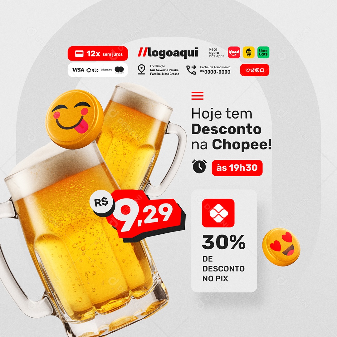 Sexta da Breja Chopearia Hoje tem Desconto na Chope Social Media PSD Editável